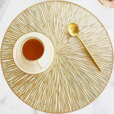 Bluwings Round Pack of 6 Table Placemat(Yellow, PVC)
