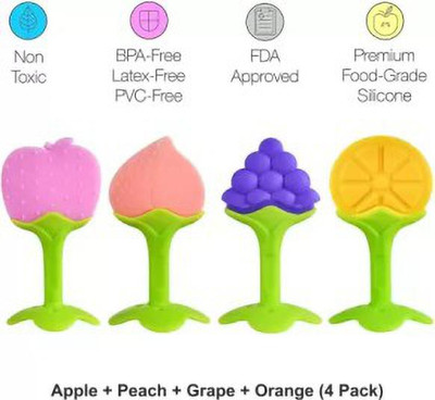 qtypie Silicone Teethers FDA-Approved Soft Silicone, BPA-Free for Infants Baby Teether(Multicolor)