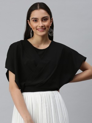 Showoff Casual Solid Women Black Top