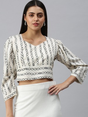 Showoff Casual Printed Women White Top