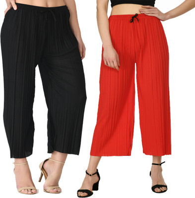 MODERNSSHOP Relaxed Women Red, Black Trousers