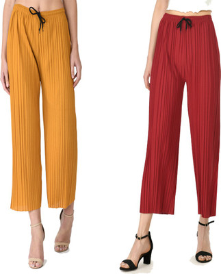Purser Relaxed Women Yellow, Maroon Trousers