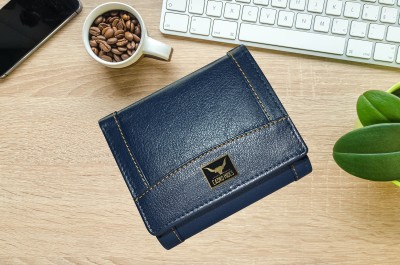 cadrohides Men Casual Blue Genuine Leather Wallet(7 Card Slots)