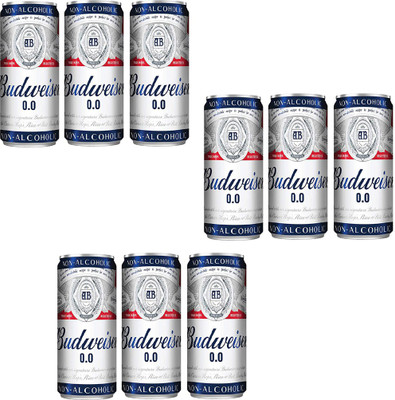 Budweiser 0.0 NON-ALCOHOLIC TIN PACK OF 9 Tin(9 x 330 ml)