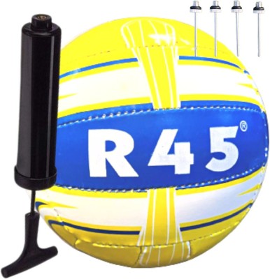 Y2M Sporty Design Volleyball Stitched Premium Quality Pump & 4 needle Volleyball - Size: 4(Pack of 6, Yellow, Blue)