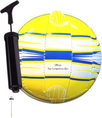 Y2M Amazing Synthetic Stitched Volleyball Premium Quality Pump & 1 needle Volleyball - Size: 4(Pack of 3, Yellow, Blue)