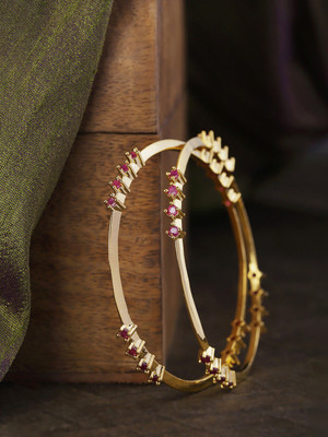 Priyaasi Brass Cubic Zirconia Brass Bangle Set(Pack of 2)