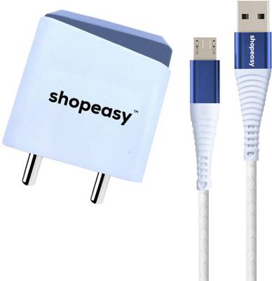 ShopEasy 3.1A Wall Charger with Micro USB Cable Designed for Vivo Y14, Vivo Y12S. 5 W 3.1 A Multiport Mobile Charger with Detachable Cable