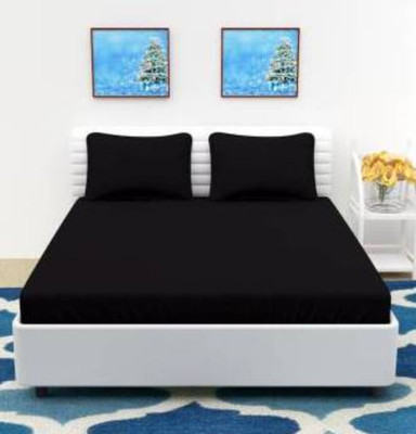 Osara Collection 220 TC Microfiber Double Solid Flat Bedsheet(Pack of 1, Black)