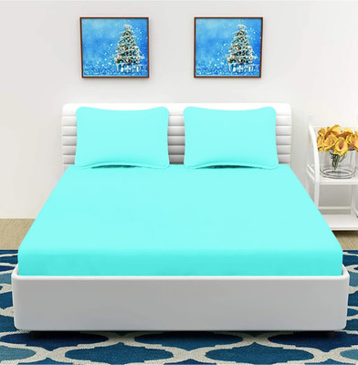 Osara Collection 220 TC Microfiber Double Solid Flat Bedsheet(Pack of 1, Aqua Blue)