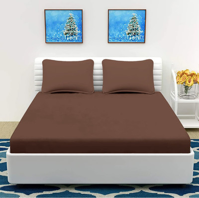Osara Collection Microfiber Double Flat 220 TC Solid Bedsheet(Pack of 1, Brown)