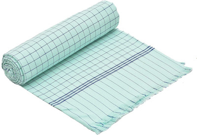 HOLYKRFT Checkered Single Top Sheet for  AC Room(Cotton, Green)