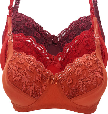 X-WELL Women Everyday Non Padded Bra(Red, Maroon, Brown)