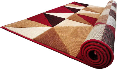 R CARPETS Red Wool Carpet(5 ft,  X 7 ft, Rectangle)