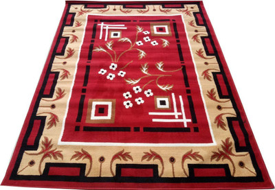 R CARPETS Red Acrylic Carpet(5 ft,  X 7 ft, Rectangle)