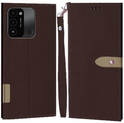 Ideogram Flip Cover for Tecno Spark 8C(Brown, Shock Proof, Pack of: 1)