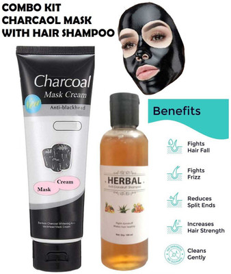 MYEONG BEST COMBO FOR GIRLS AND WOMEN CHARCOAL MASK TUBE WITH SHAMPOO(2 Items in the set)