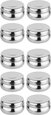 Ambit Steel Cookie Jar  - 200 ml(Pack of 10, Silver)