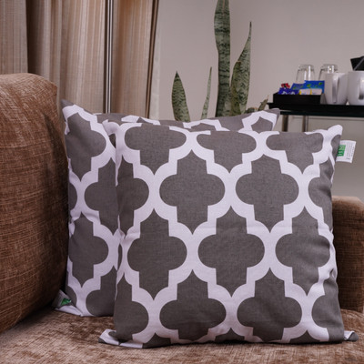 HOMEMONDE Cotton Cushions Cover(40 cm*40 cm, Pack of 2, Grey)