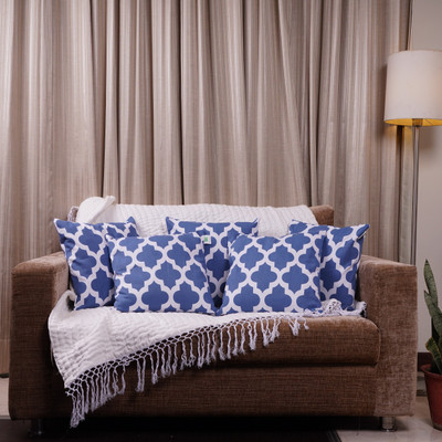 HOMEMONDE Cotton Cushions Cover(60 cm*60 cm, Pack of 5, Blue)