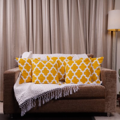 HOMEMONDE Geometric Cushions Cover(Pack of 5, 30 cm*30 cm, Yellow)