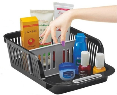 BIZOLO 2 Compartments Plastic New Divided Holder 2 Side Container(Black)