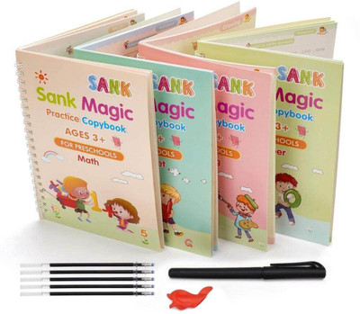 Lunavisor Magic Books Writing Practice Boxset: Writing Fun: Write And Practice Capital Let Book-size Notebook RULE 40 Pages(Multicolor, Pack of 4)