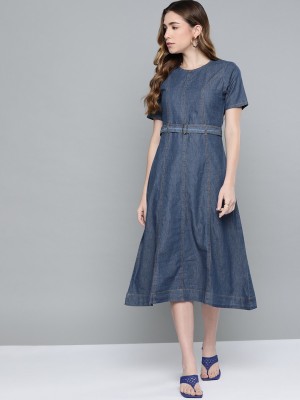 CHEMISTRY Women A-line Dark Blue Dress