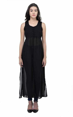 sarvayoni Women A-line Black Midi/Calf Length Dress