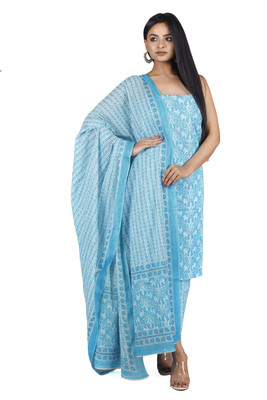 KWATCHI Pure Cotton Floral Print Salwar Suit Material
