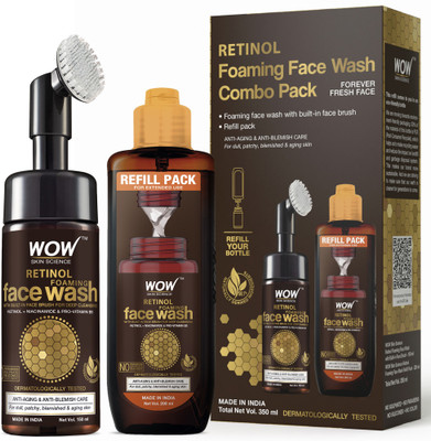 WOW SKIN SCIENCE Retinol Foaming For Fine Lines, Age Spots & Blemishes - Combo Pack Face Wash(350 ml)