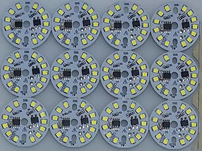 Noval DOB LED 7W 220V Direct White Smart IC Driver and Paste Pack of 10 (34x34 mm) Light Electronic Hobby Kit