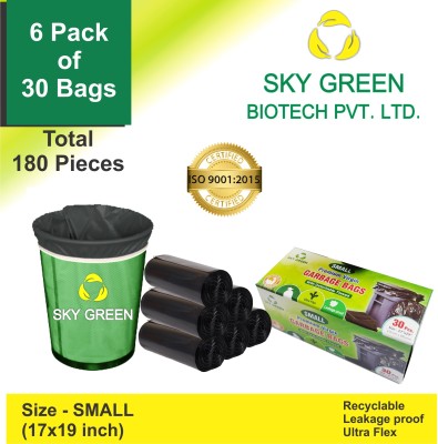 Sky Green Biodegradable Dustbin / Garbage / Waste Bag for Home (Pack of 6) 17x19 Black Small 12 L Garbage Bag  Pack Of 180(180Bag )