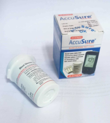 AccuSure SENSOR BLOOD GLUCOSE TEST STRIPS 25 Glucometer Strips