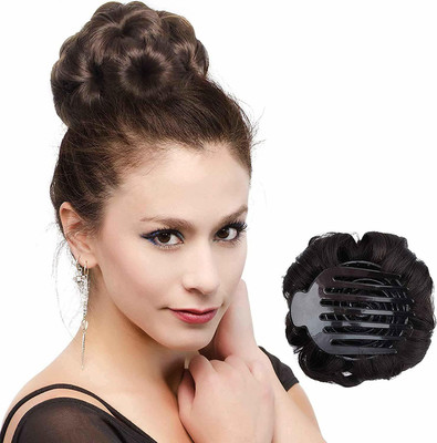 Blushia Clutcher Bun And Wigs Women's and Girl's Synthetic  Bun in Brown Color Hair Extension