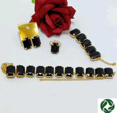SAIRAM TEX FAB Alloy Gold-plated Black Jewellery Set(Pack of 1)