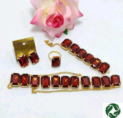 SAIRAM TEX FAB Alloy Gold-plated Maroon Jewellery Set(Pack of 1)
