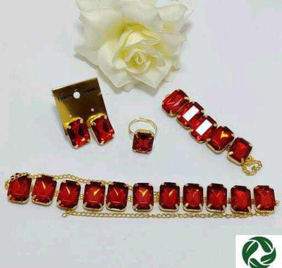 SAIRAM TEX FAB Alloy Gold-plated Red Jewellery Set(Pack of 1)