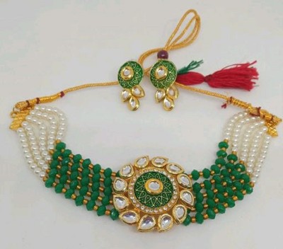 Naman Art India Brass Brass Green Jewellery Set(Pack of 1)