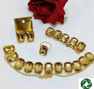 SAIRAM TEX FAB Alloy Gold-plated Brown Jewellery Set(Pack of 1)