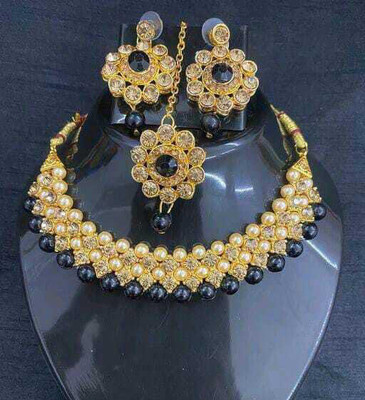 SAIRAM TEX FAB Alloy Gold-plated Black Jewellery Set(Pack of 1)