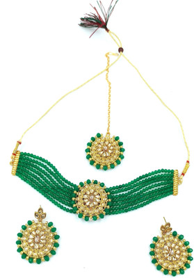 ambart Alloy Gold-plated Green Jewellery Set(Pack of 1)