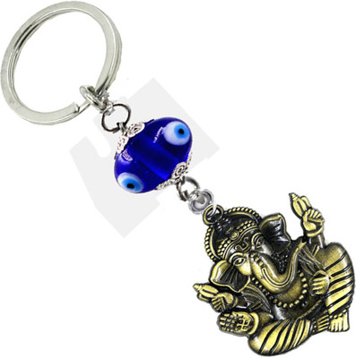 AFH Lord Ganesh Double Sided Decorative Bronze Evil Eye Gifting Key chain Key Chain