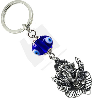 AFH Lord Ganesh Double Sided Grey Decorative Evil Eye Gifting Key chain Key Chain
