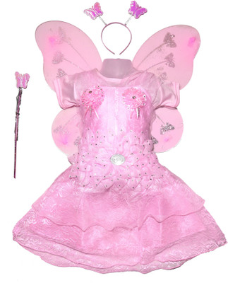 Kids Wear Fashion Baby Girls Midi/Knee Length Festive/Wedding Dress(Pink, Short Sleeve)
