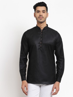 Freestyle fashion Men Solid Straight Kurta(Black)