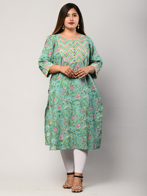 Swasti Women Printed Straight Kurta(Green)