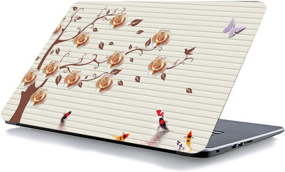 qth FLORAL LAP-2964 VINYL Reusable Laptop Skin Compatible for 15.6 inch(Theme: Nature)