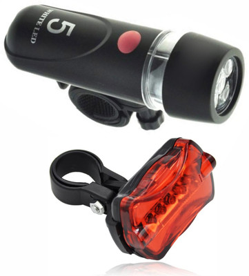 DSTECHBAR Bicycle Headlight and Red Tail LED Front Rear Light Combo LED Front Rear Light Combo(Black)