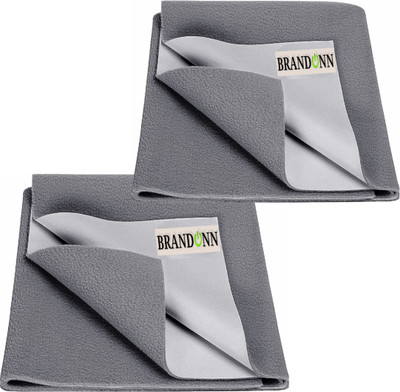 BRANDONN Cotton Baby Bed Protecting Mat(Grey, Medium, Pack of 2)